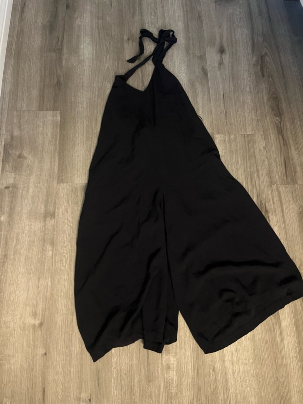 Pinkblush Black Halter Wide-Leg Jumpsuit with Tie Straps